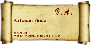 Valdman Andor névjegykártya